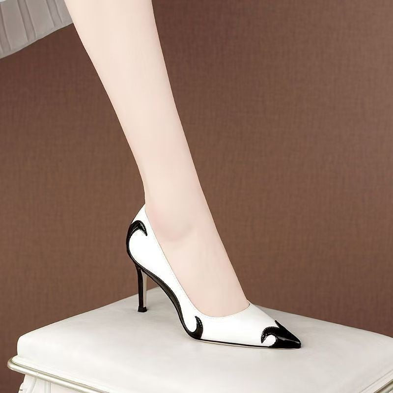 Smooth Leather Pointed Toe Heels With Arch Support