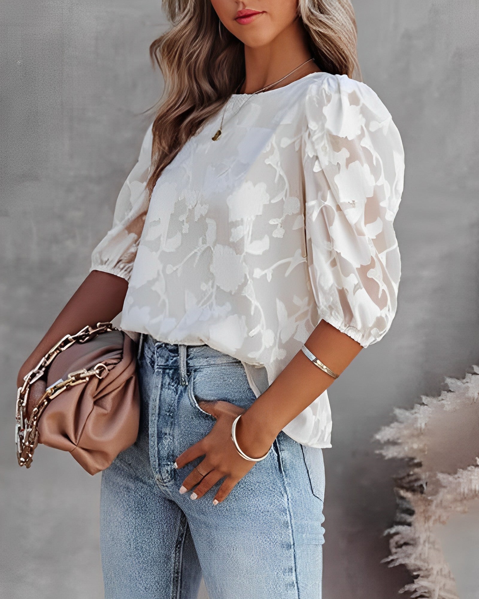 Women's Chiffon Puff Sleeve Blouse