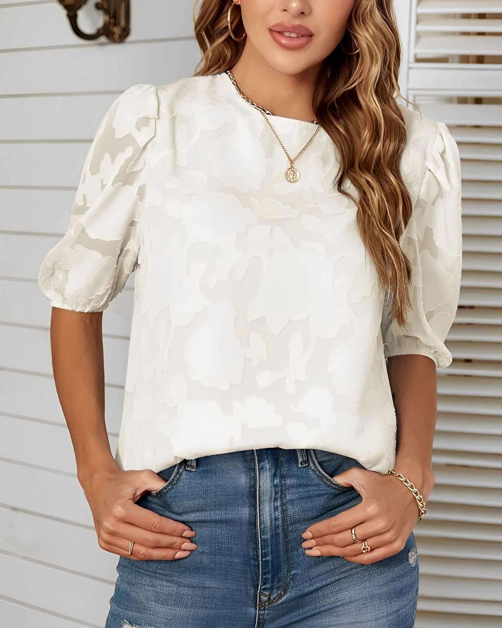Women's Chiffon Puff Sleeve Blouse
