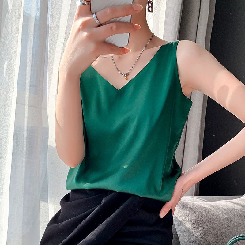 Silk-Feel Tank Top for Women Everyday Elegance