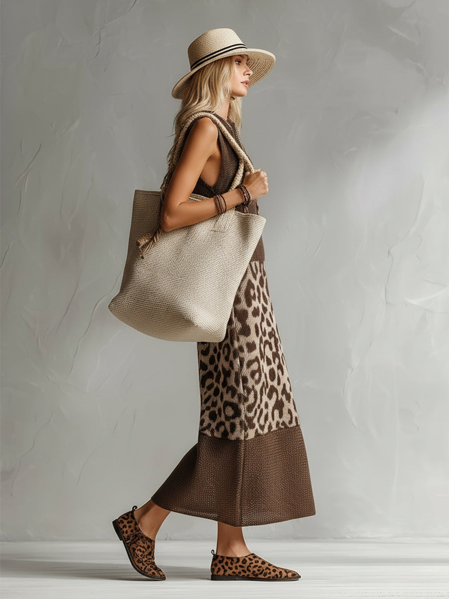 Leonie Elegant Leopard Print Knit Dress