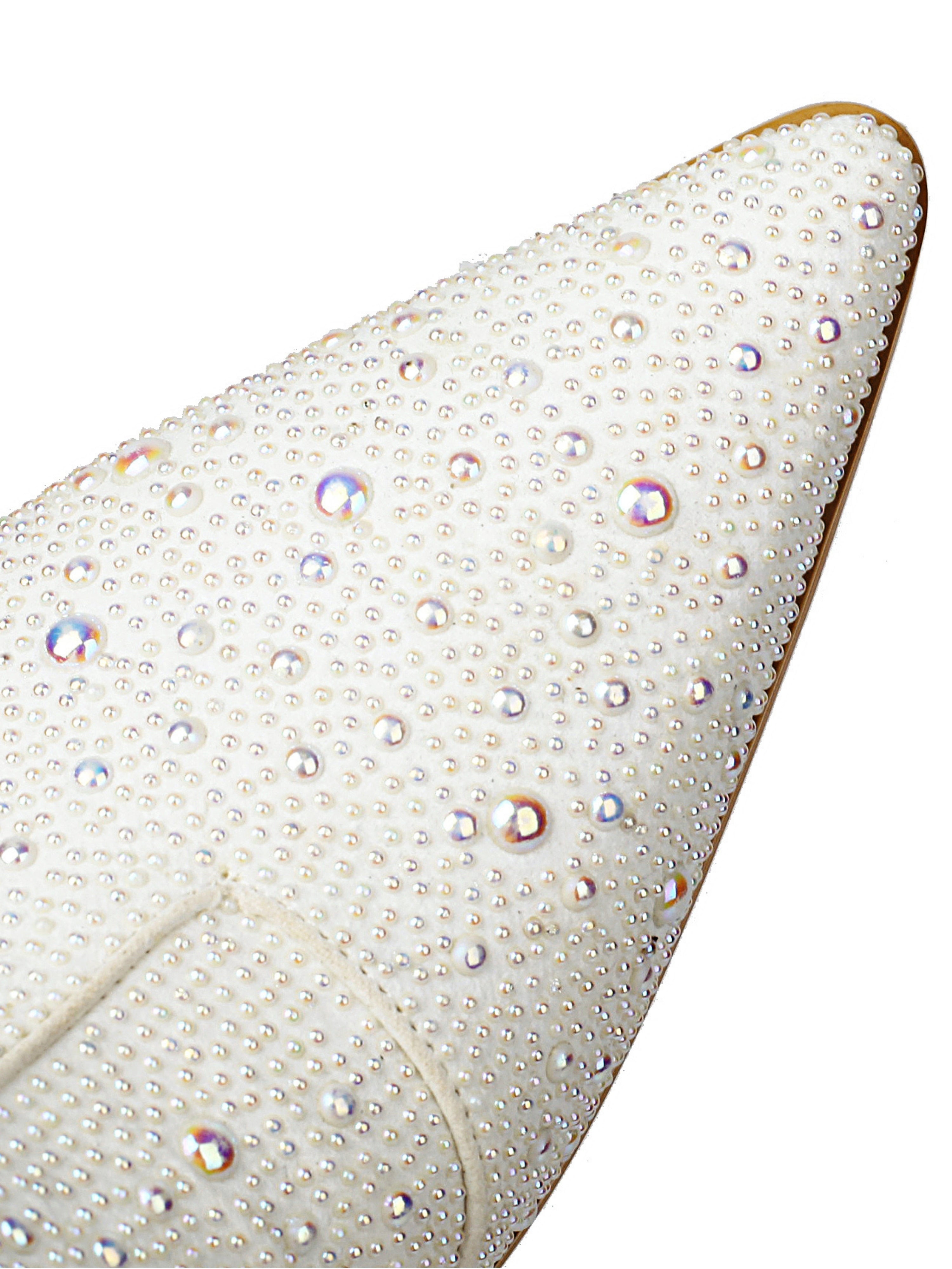 Pearl Rhinestone Bridal Ankle Cowgirl Boots in White