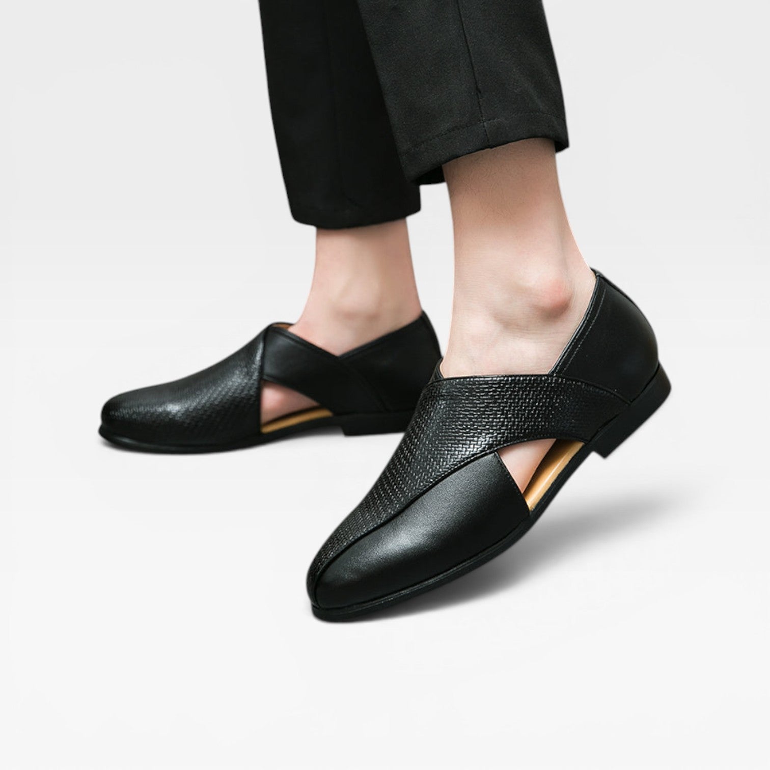 Cross Strap Genuine Leather Loafers