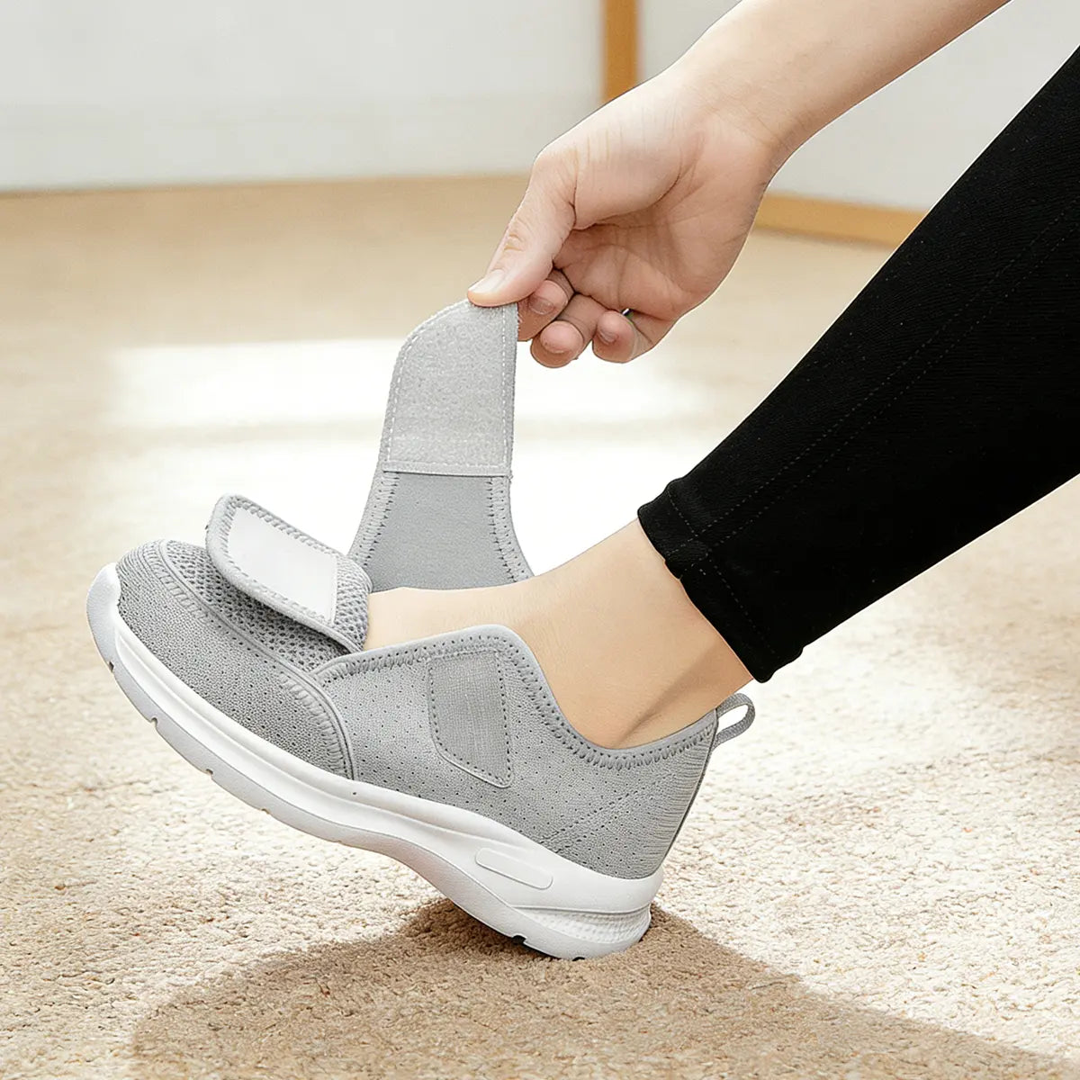 Wide Fit Orthopedic Walking Shoes with Adjustable Strap