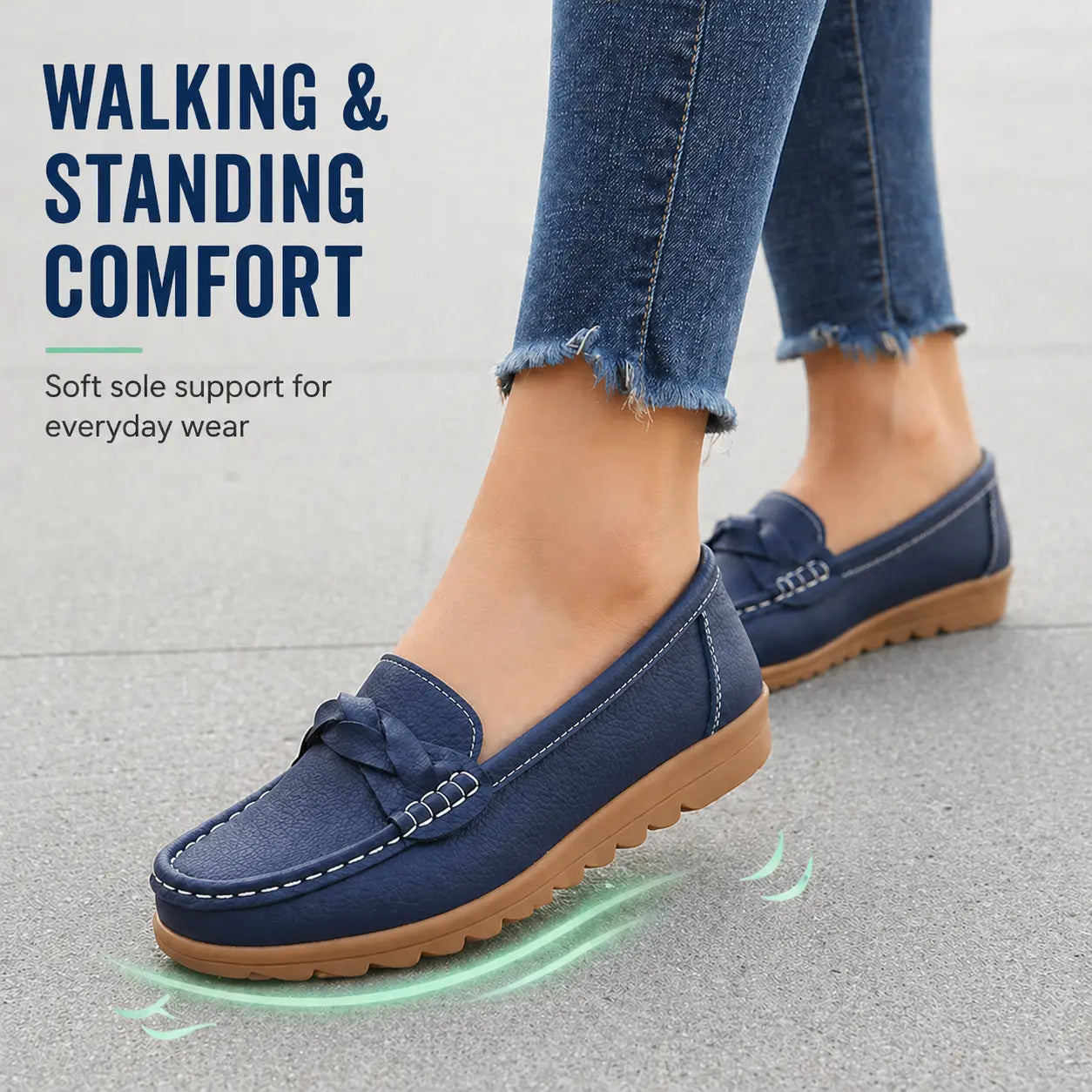 Women's Orthopedic Slip-On Loafers in Soft Leather Look