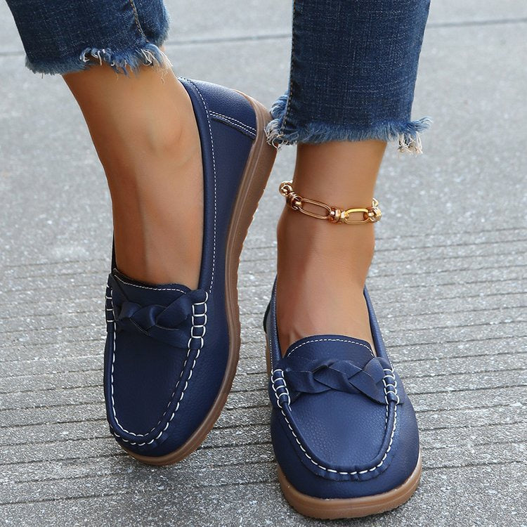 Women's Orthopedic Slip-On Loafers in Soft Leather Look