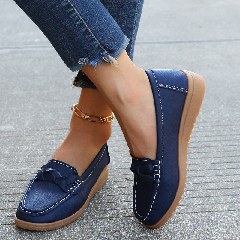 Women's Orthopedic Slip-On Loafers in Soft Leather Look