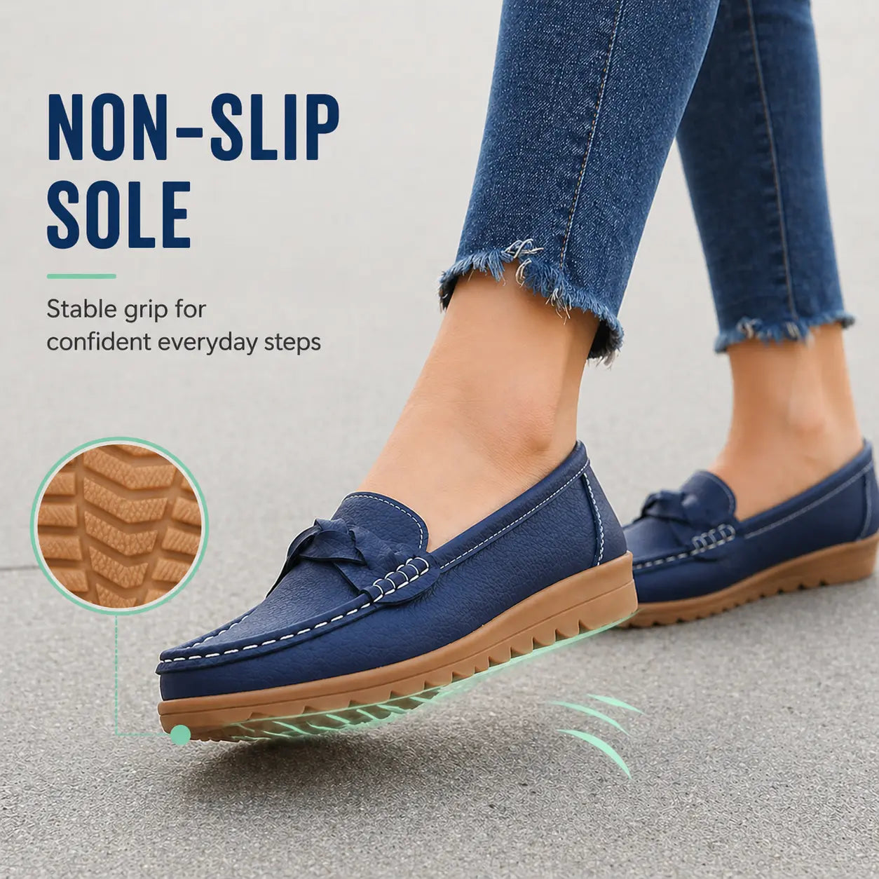 Women's Orthopedic Slip-On Loafers in Soft Leather Look