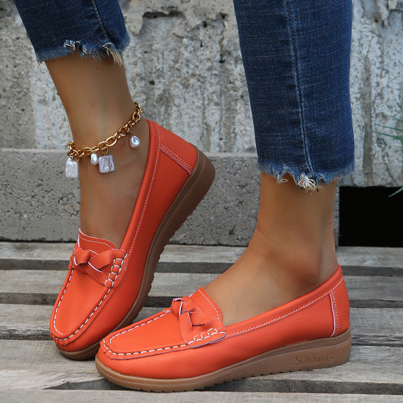 Women's Orthopedic Slip-On Loafers in Soft Leather Look