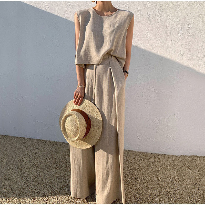 Sleeveless Wide Leg Two-Piece Set