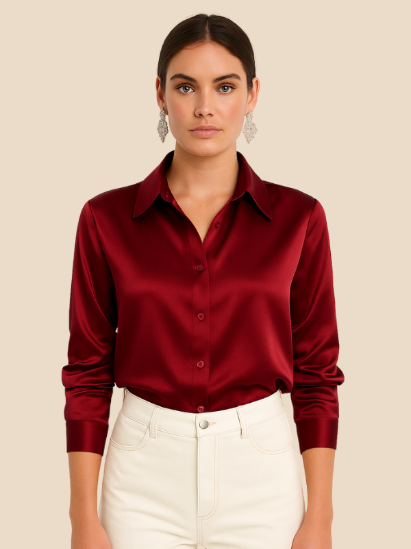 Adriana Button Blouse for Women – Long Sleeve Elegant Office Top