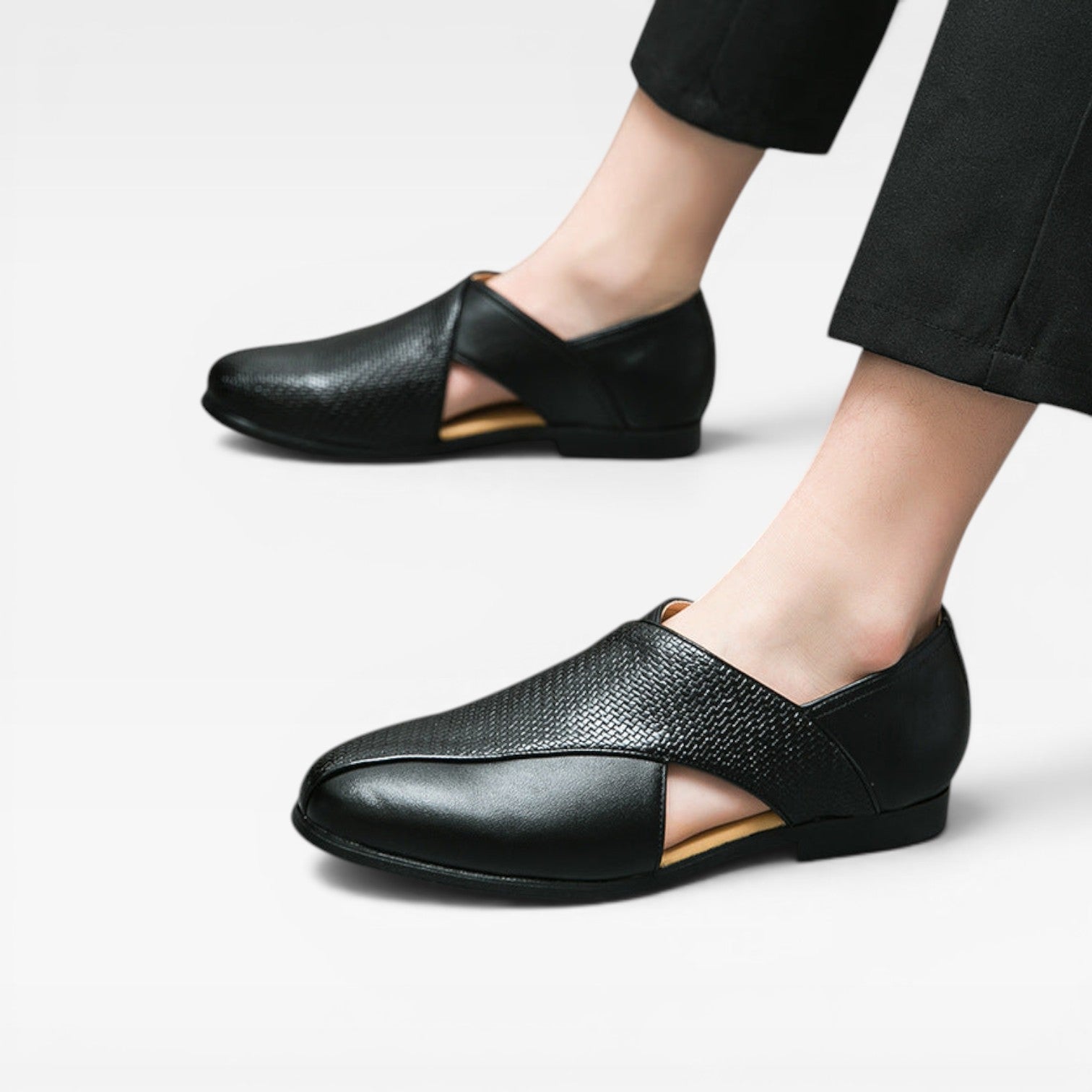 Cross Strap Genuine Leather Loafers