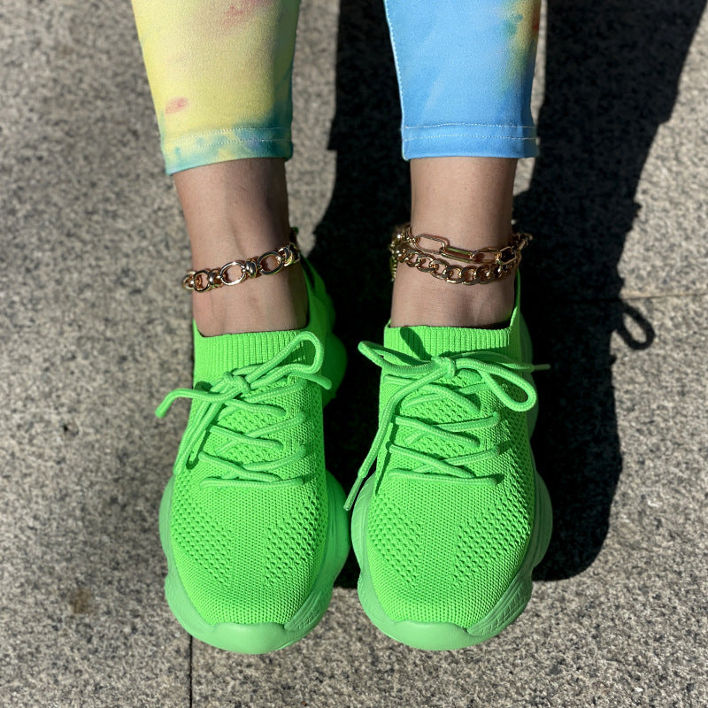 Breathable Mesh Lace-Up Running Sneakers
