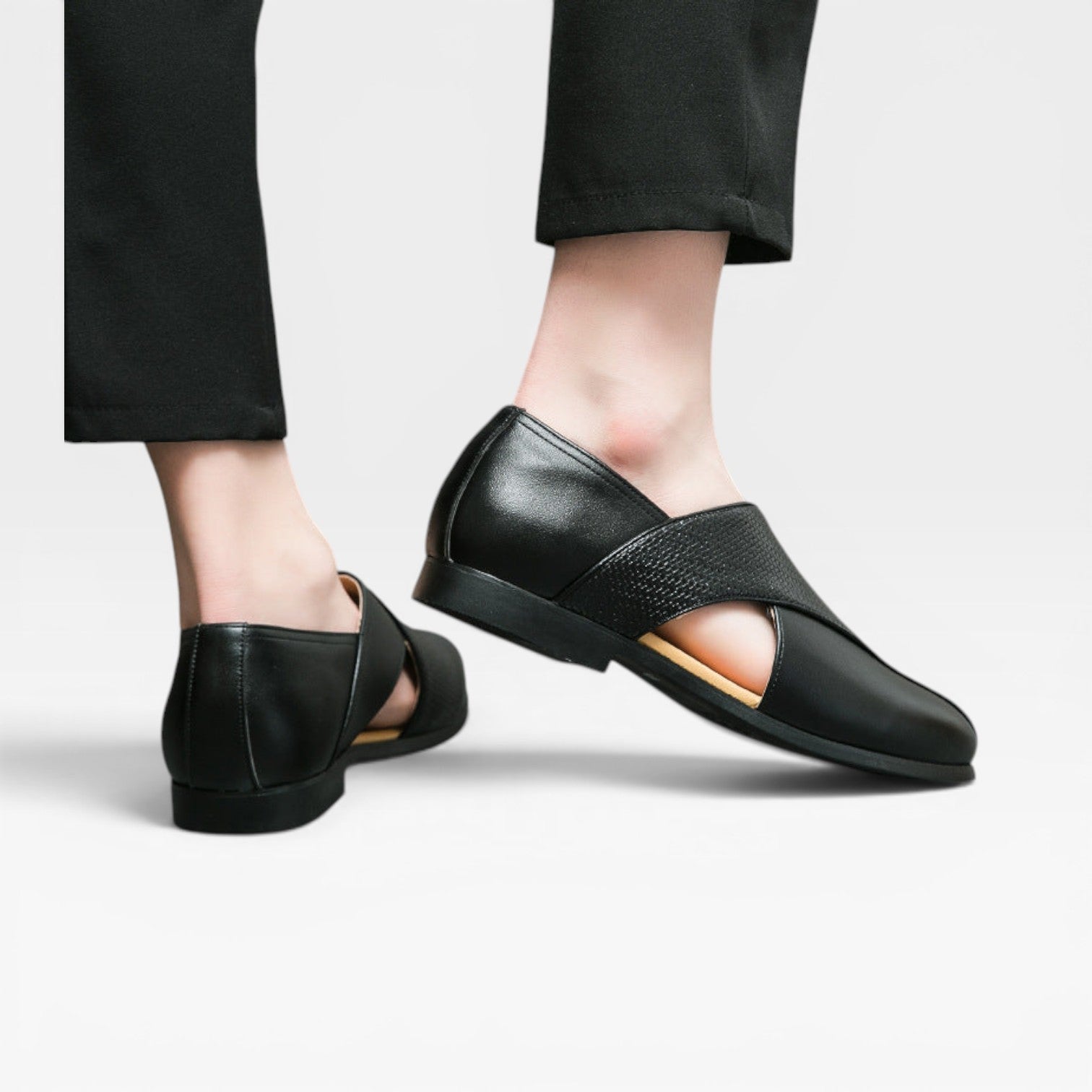 Cross Strap Genuine Leather Loafers