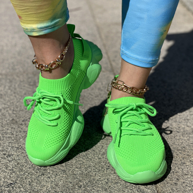 Breathable Mesh Lace-Up Running Sneakers