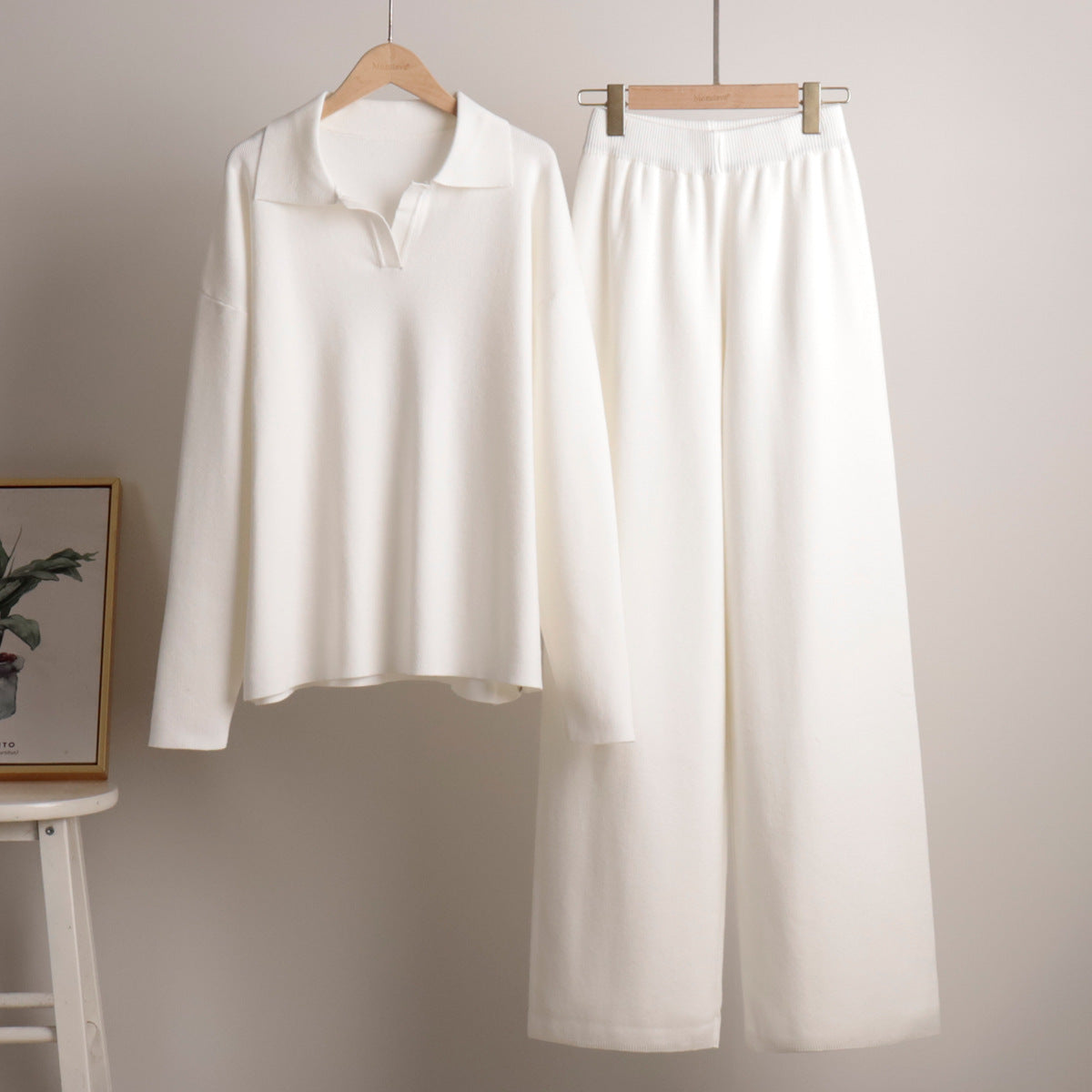 Collared Pullover Two-Piece Lounge Set