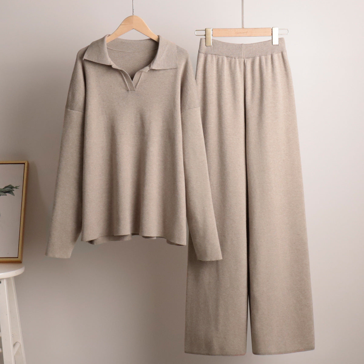 Collared Pullover Two-Piece Lounge Set