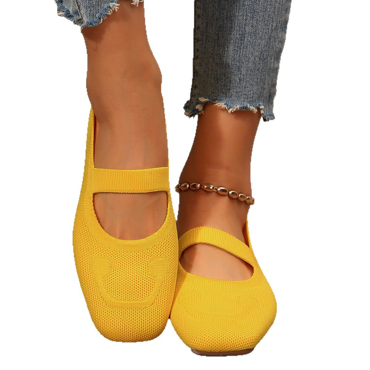 Mary Jane Ballet Flats With Smiling Face Detail