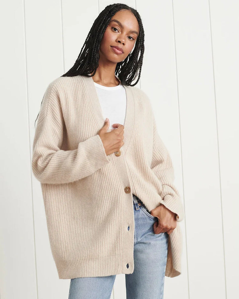 Oversized Soft Knit Cardigan In Neutral Tones