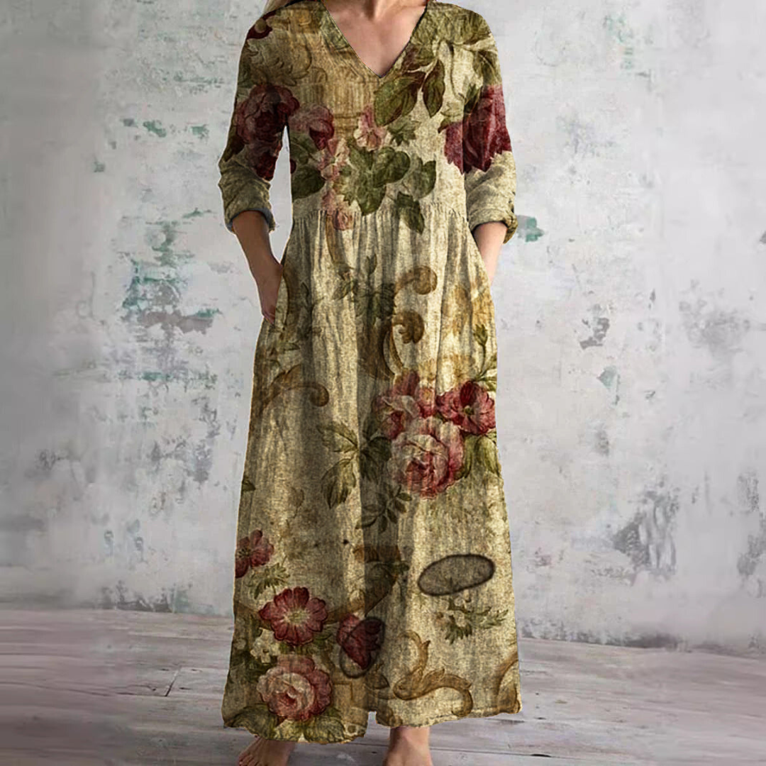 Floral V-Neck Women's Summer Dress