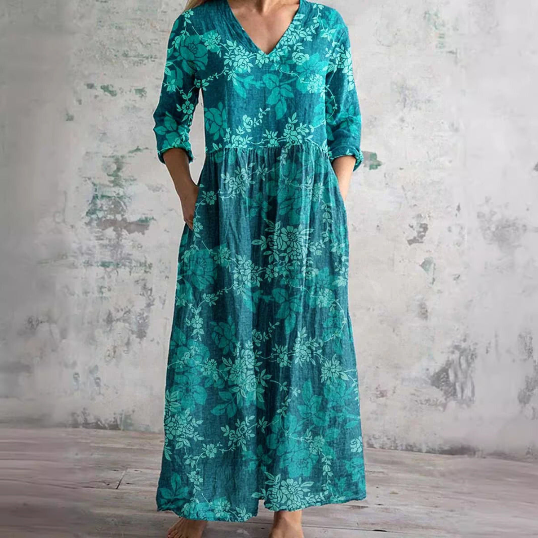 Floral V-Neck Women's Summer Dress