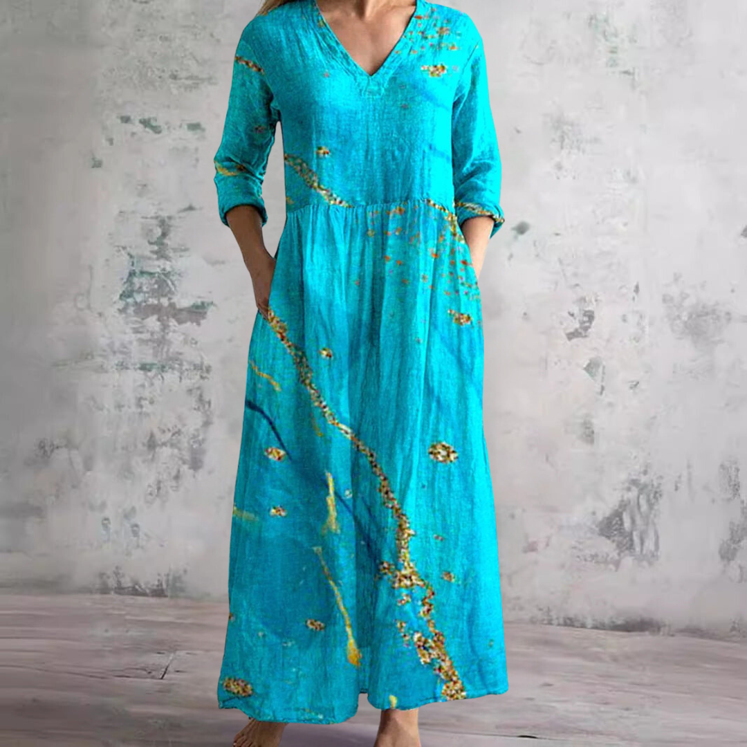 Floral V-Neck Women's Summer Dress