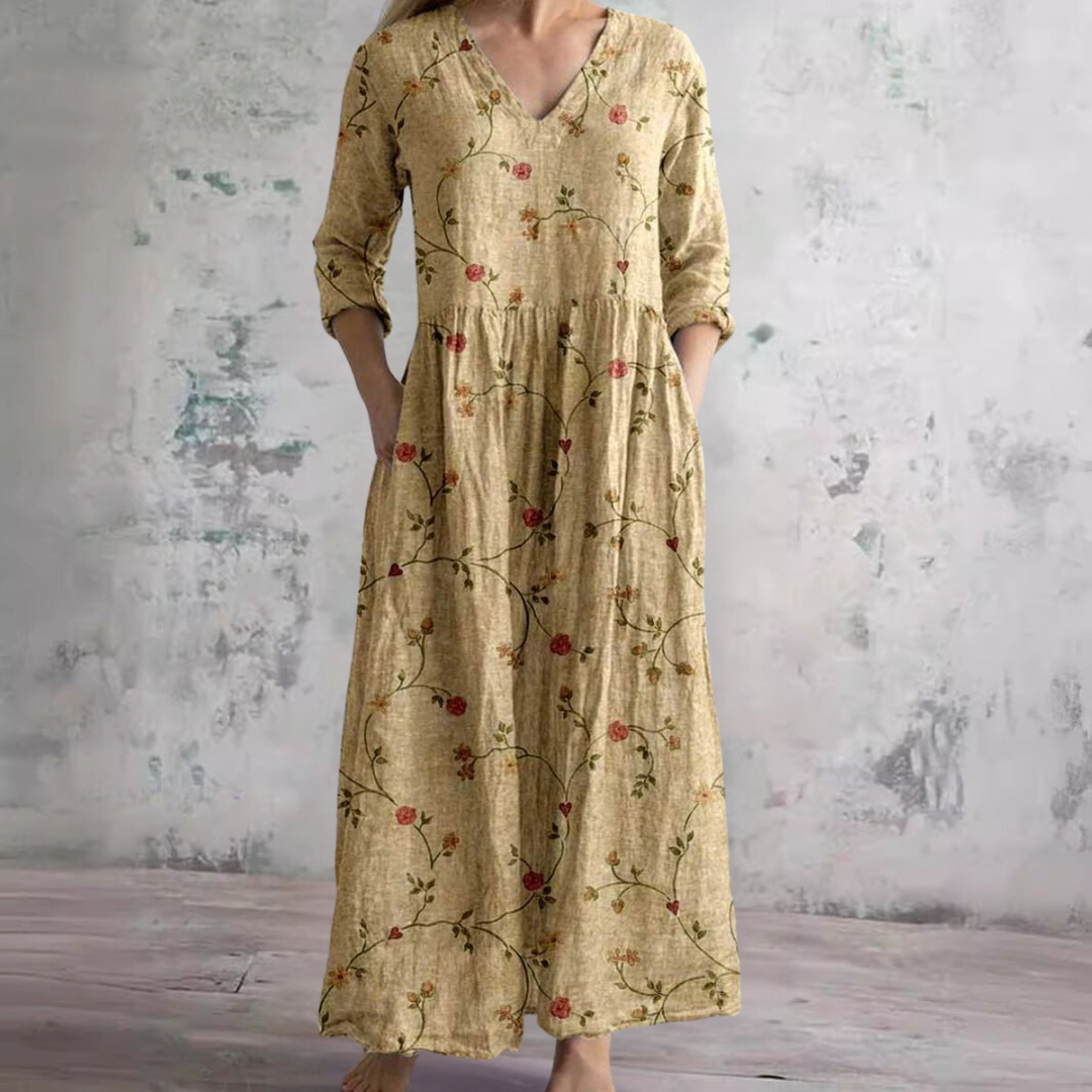 Floral V-Neck Women's Summer Dress