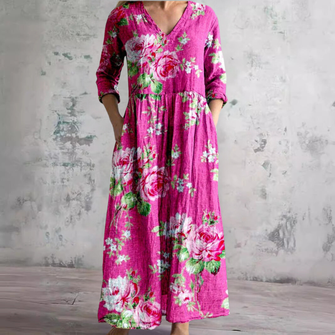 Floral V-Neck Women's Summer Dress