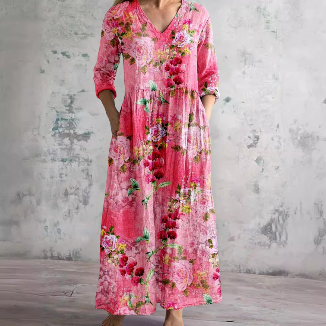 Floral V-Neck Women's Summer Dress