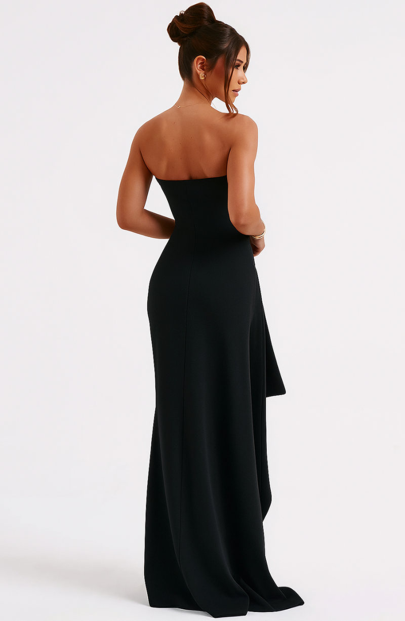 Off-Shoulder Maxi Dress for Women - Twisted Neckline Elegant Party Dress