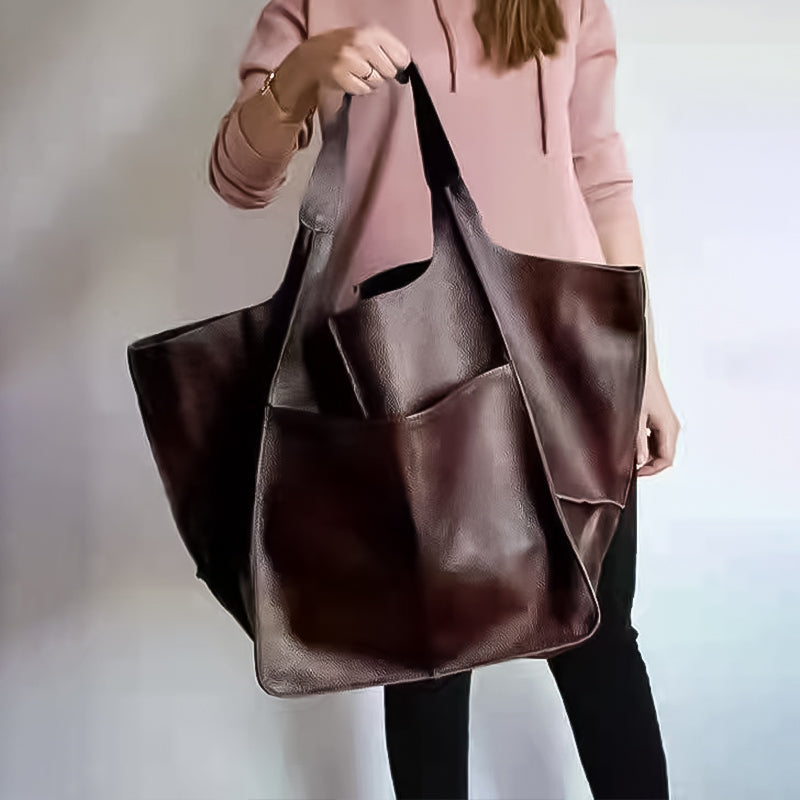 Oversized Vintage Leather Shoulder Bag