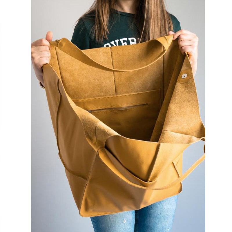 Oversized Vintage Leather Shoulder Bag