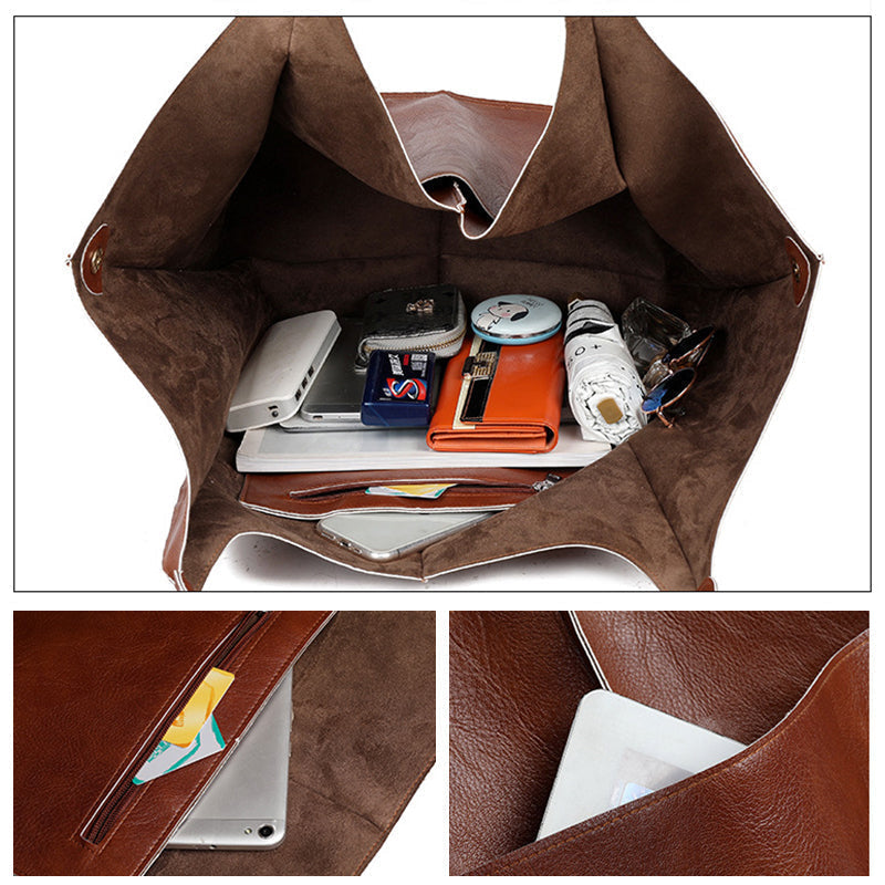 Oversized Vintage Leather Shoulder Bag