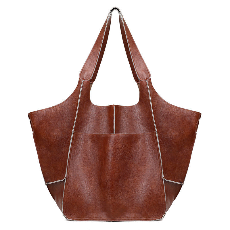 Oversized Vintage Leather Shoulder Bag