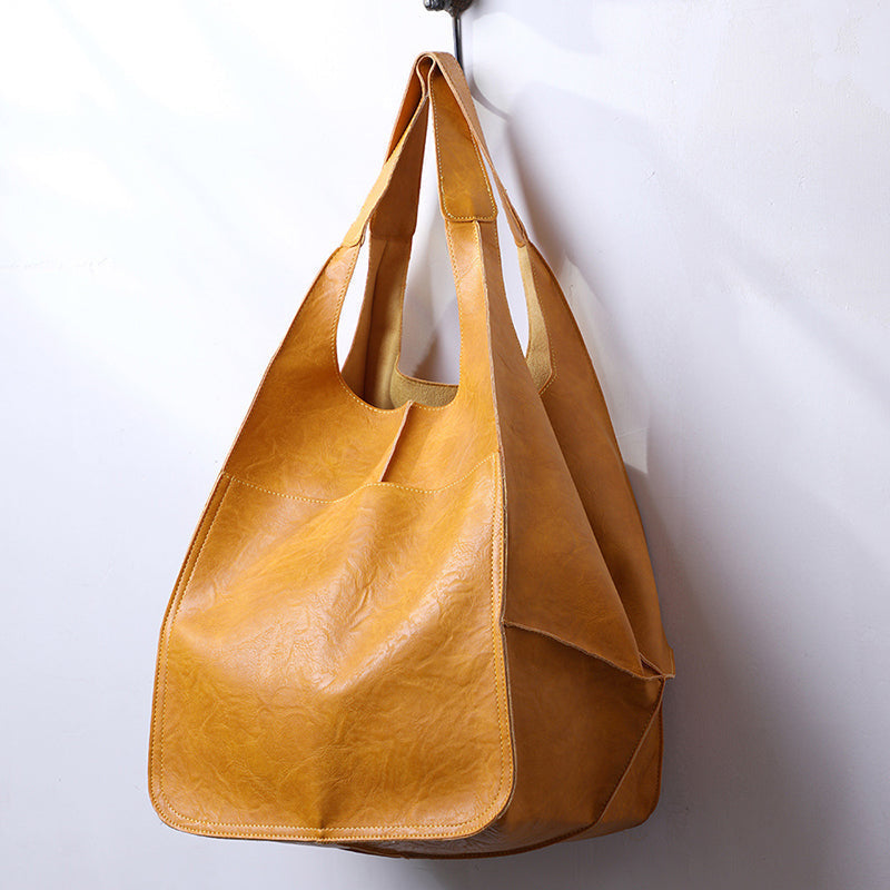 Oversized Vintage Leather Shoulder Bag