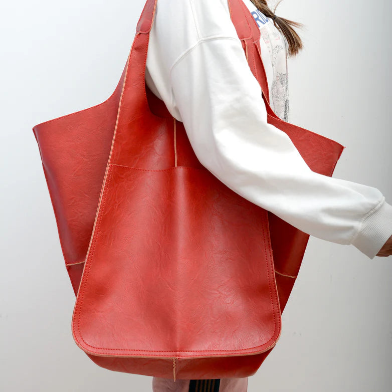 Oversized Vintage Leather Shoulder Bag