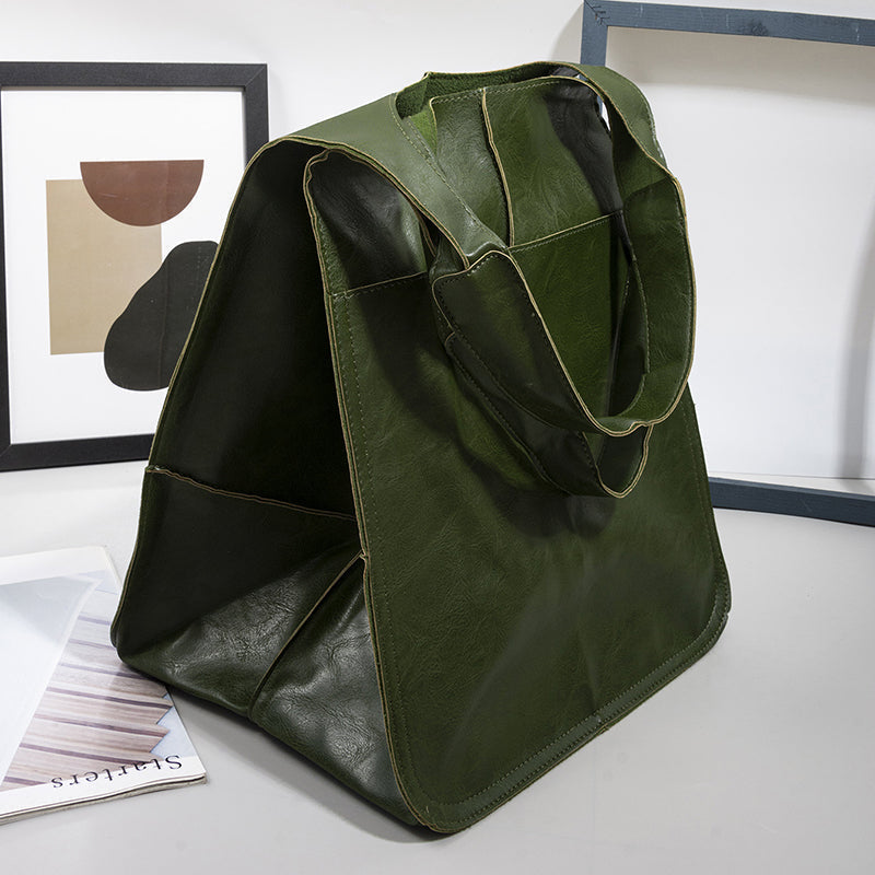 Oversized Vintage Leather Shoulder Bag