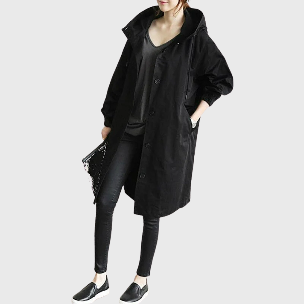 Water Resistant Belted Trench Coat With Pockets