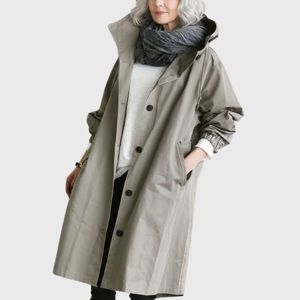 Water Resistant Belted Trench Coat With Pockets