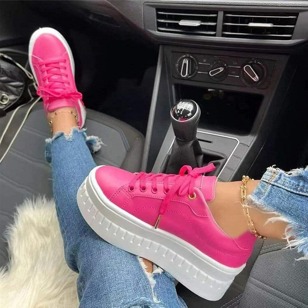 Thick Sole Lace-Up Sneakers