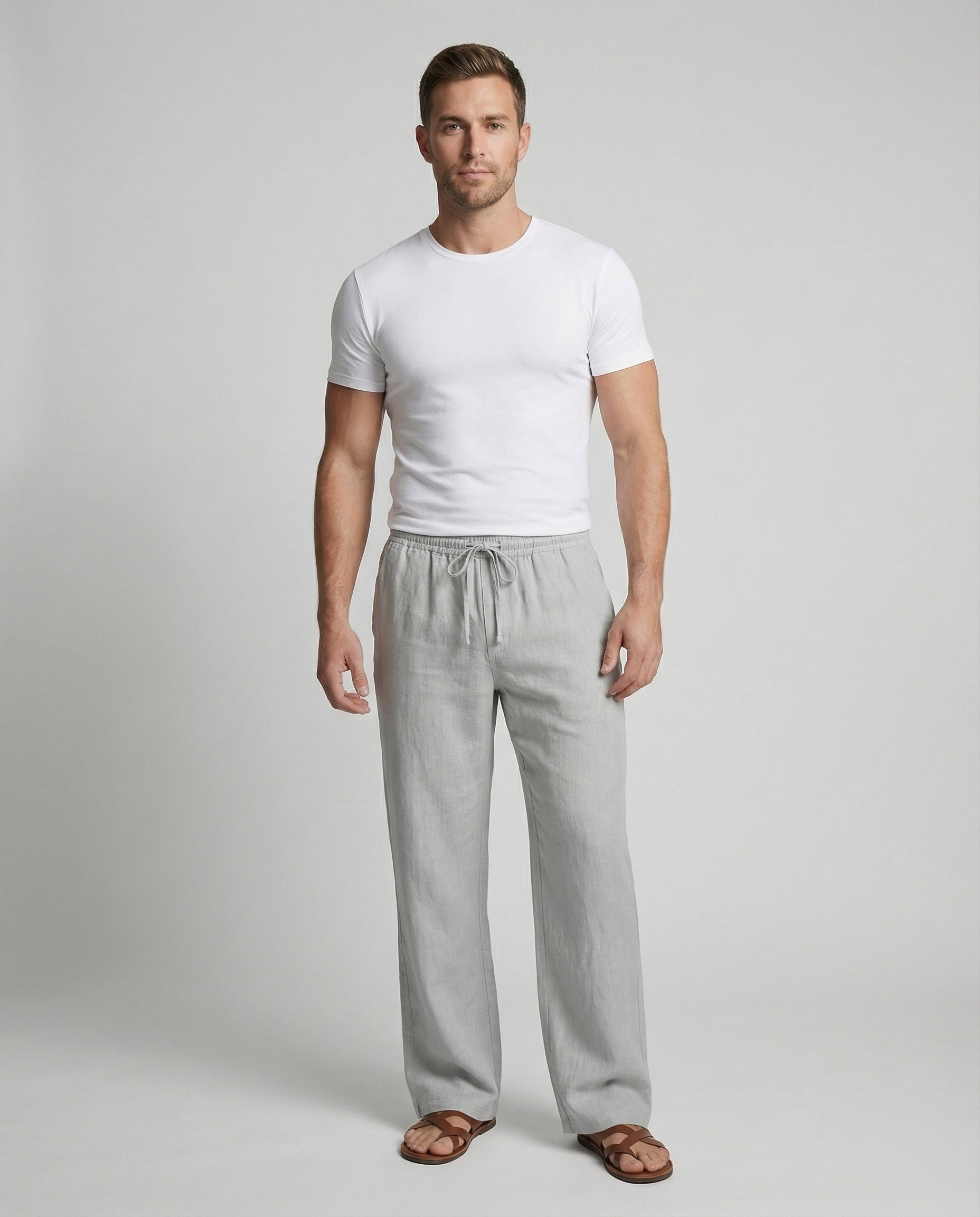 Relaxed Linen Lounge Pants with Drawstring