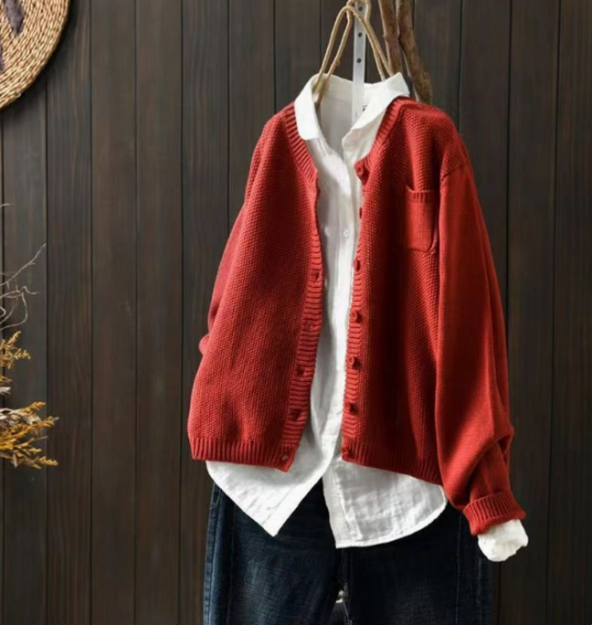 Oversized Relaxed Cardigan With Functional Pockets