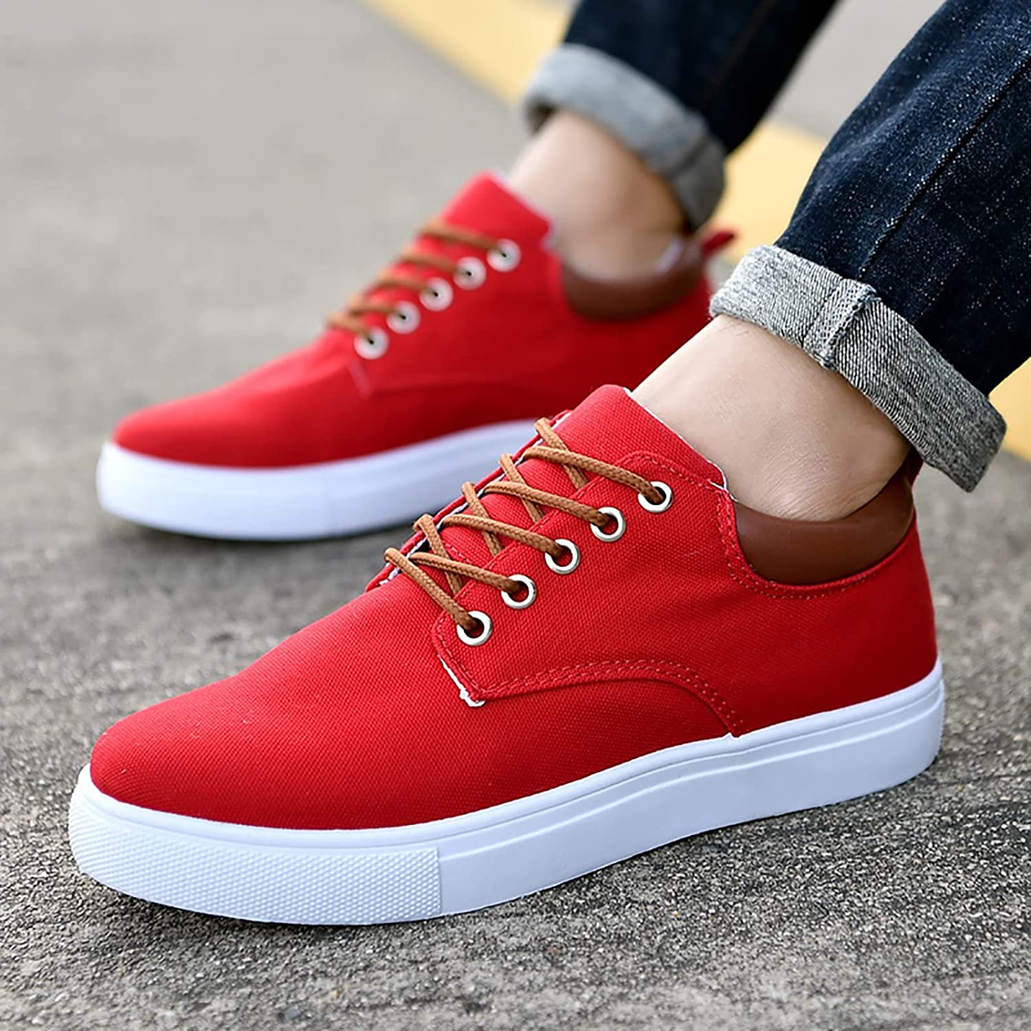 Men's Casual Canvas Sneakers With White Sole