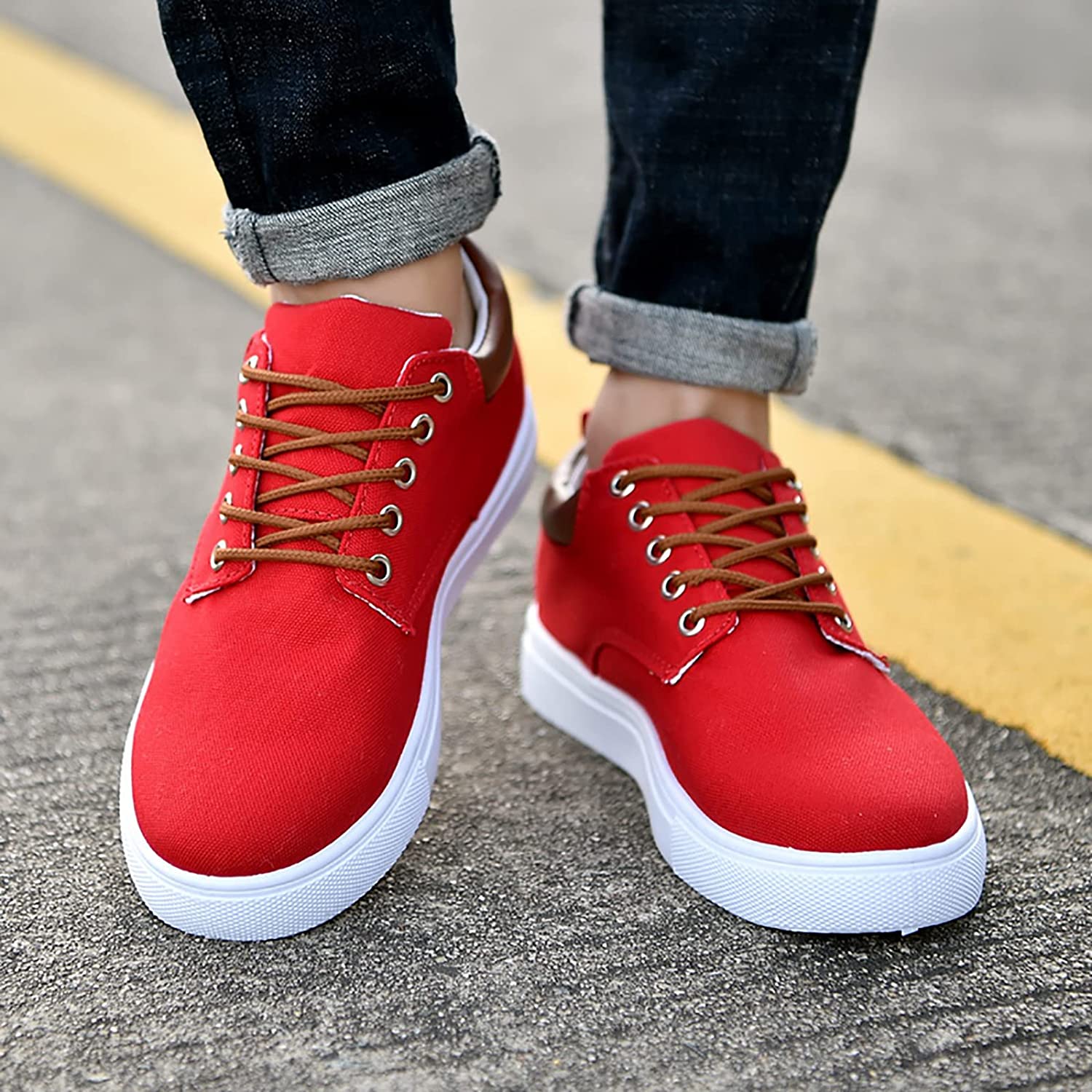 Men's Casual Canvas Sneakers With White Sole