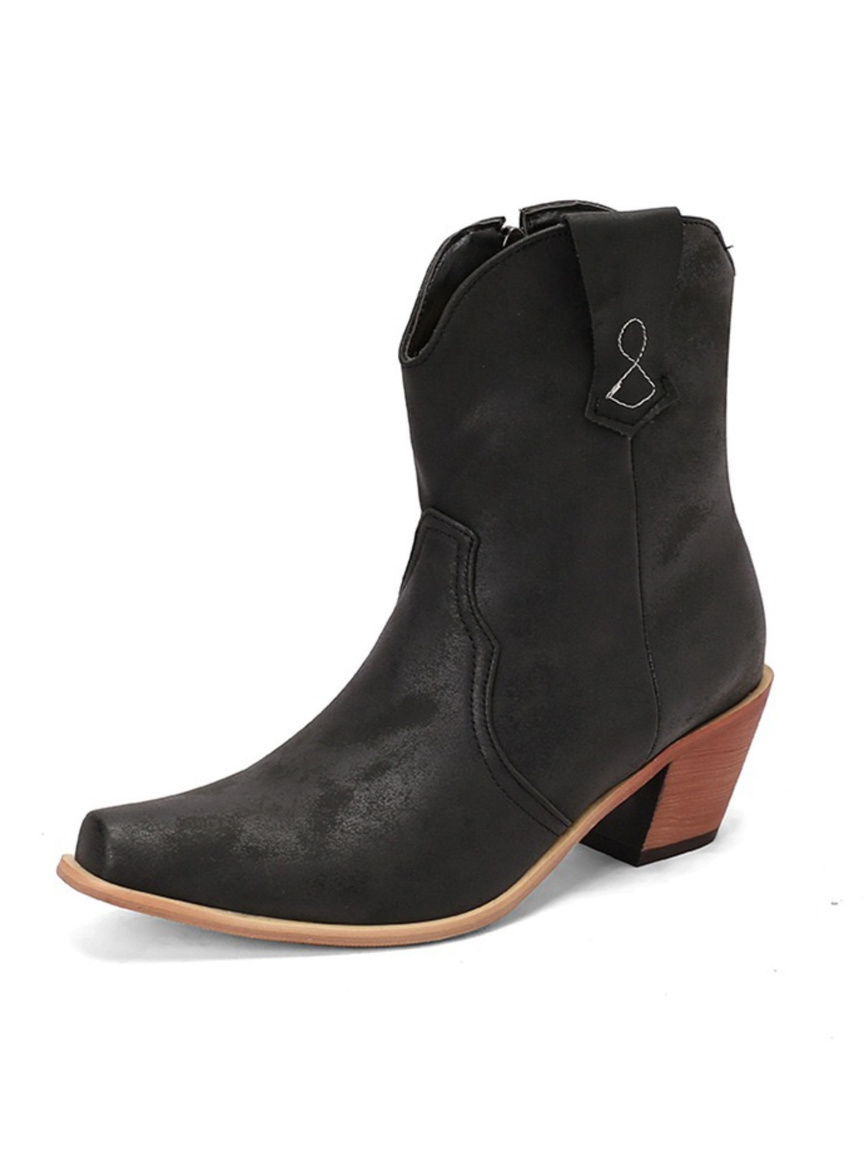 Rustic Wide Calf Snip Toe Cowgirl Boots
