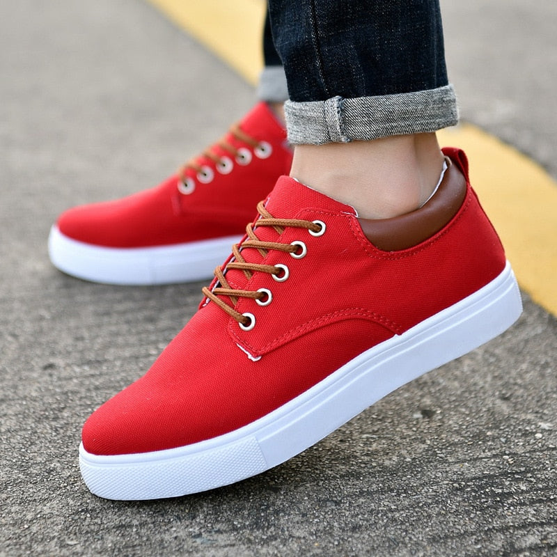 Men's Casual Canvas Sneakers With White Sole