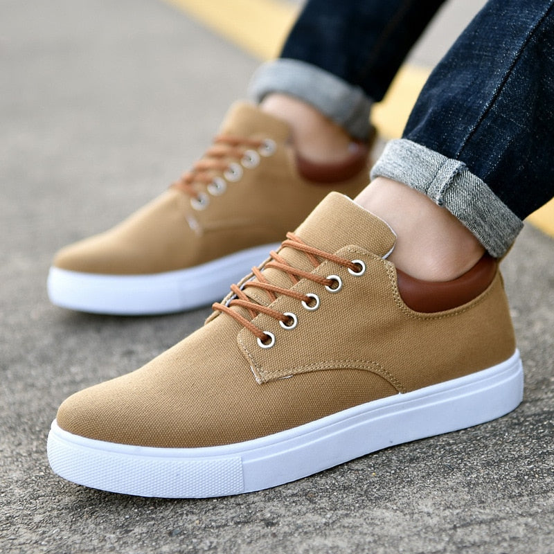 Men's Casual Canvas Sneakers With White Sole