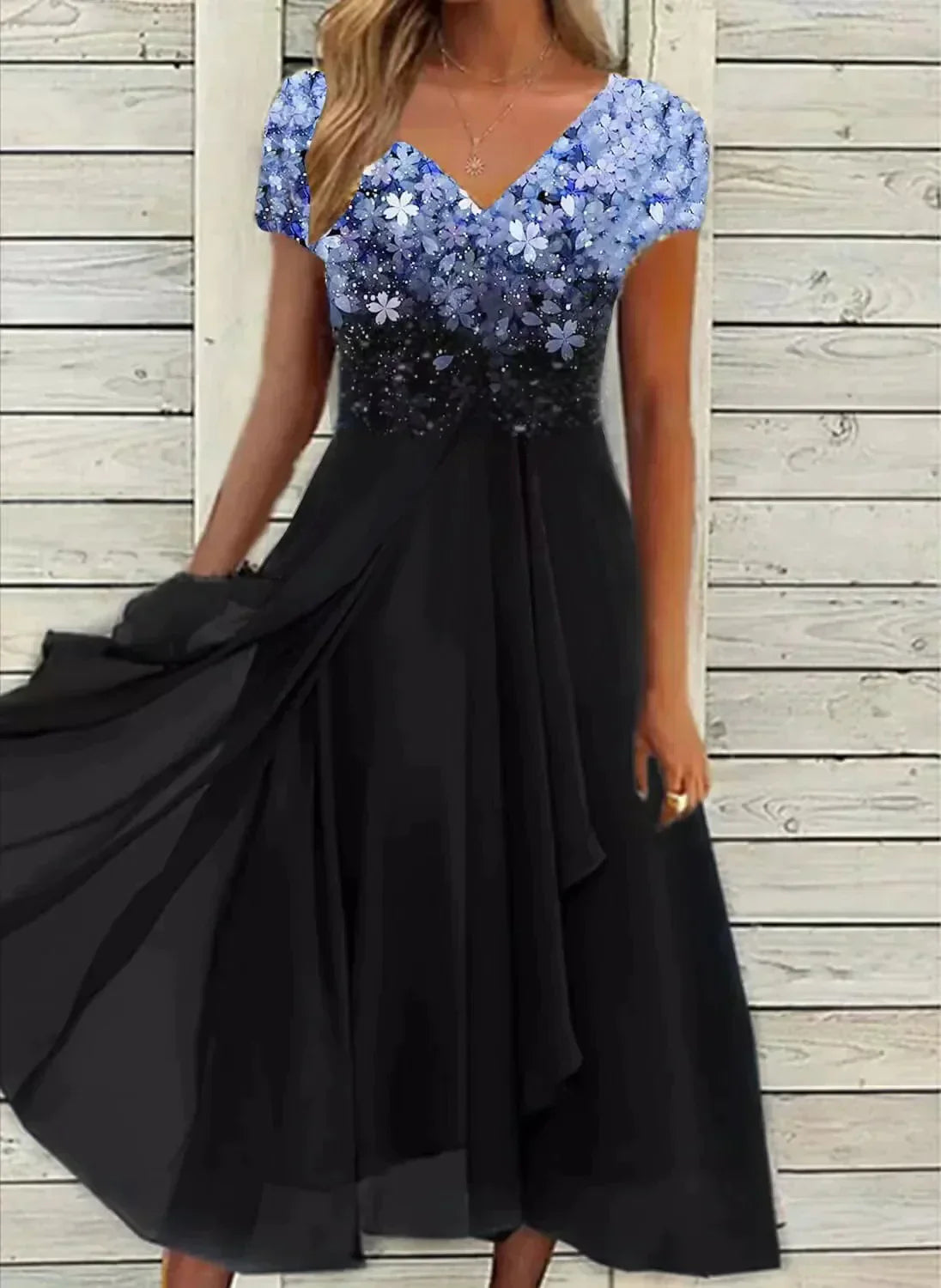 Floral Print Maxi Evening Dress