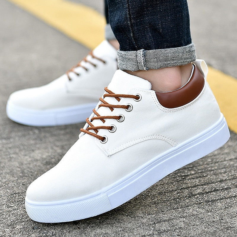 Men's Casual Canvas Sneakers With White Sole
