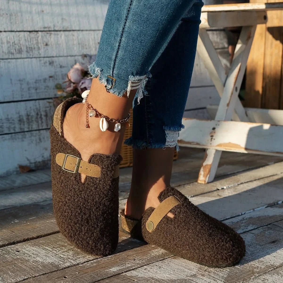 Cozy Sheepskin Mule Slippers for Winter Comfort